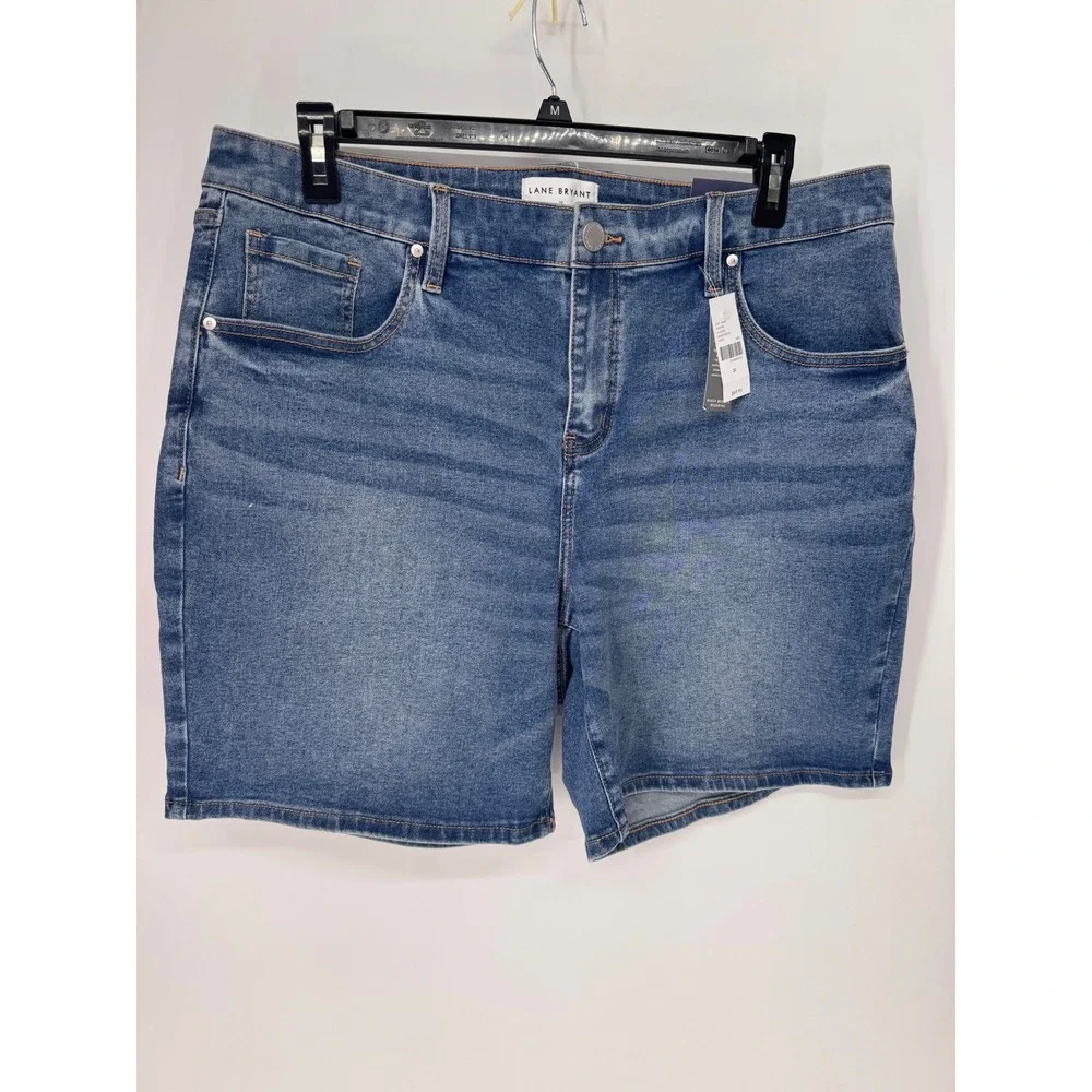 Lane Bryant Shorts Women 20 Blue NWT Genius Bermuda Mid-Rise Stretch Denim